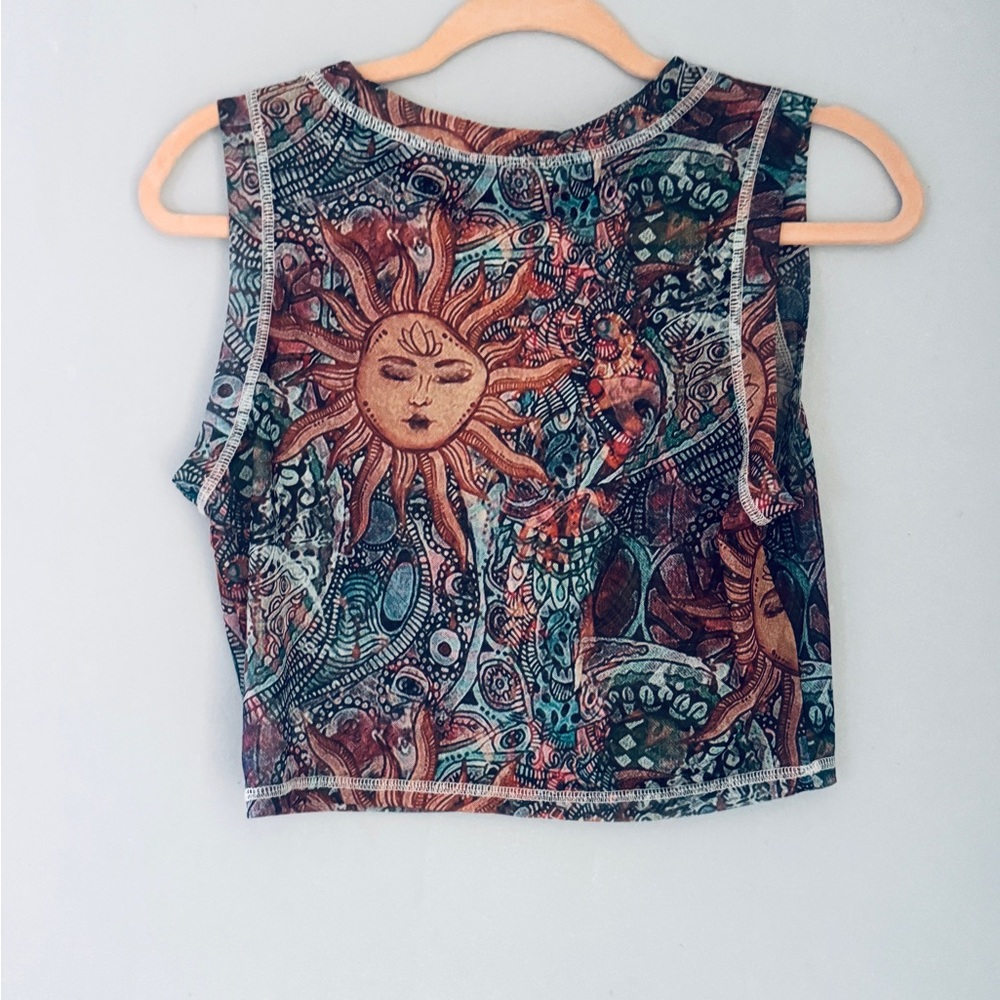 Sun and Moon Patterned Crop Top